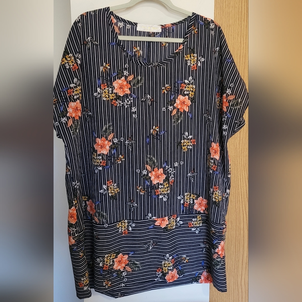 Floral Striped tunic top or dress